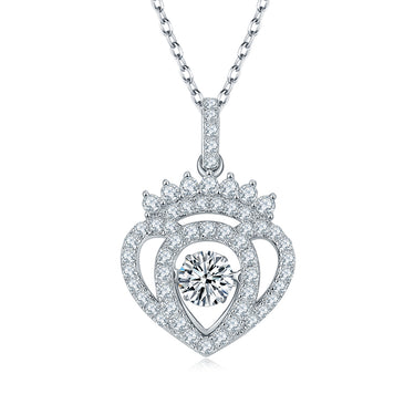 0.5 CT Crown Heart Pendant Necklace